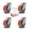 Service Caster 8 Inch Heavy Duty Red Poly on Cast Iron Swivel Caster Set with 2 Swivel Locks SCC-KP92S830-PUR-RS-BSL-2-S-2 - alternate 2